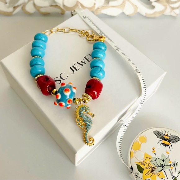 Gemstone Bracelet | Handcrafted Orange Agate | 14k Gold Plated Luxury Jewelry - Picture 3 of 8